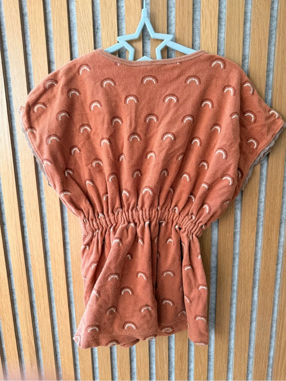 Rylee & Cru Rust Orange Elastic Waist Swim Coverup with Rainbow Print